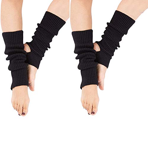 Image of YUANQIAN Women Winter Extra Soft Long Legwarmer Warmer Knitted Stirrup Leg Warmers for Yoga Ballet Dance