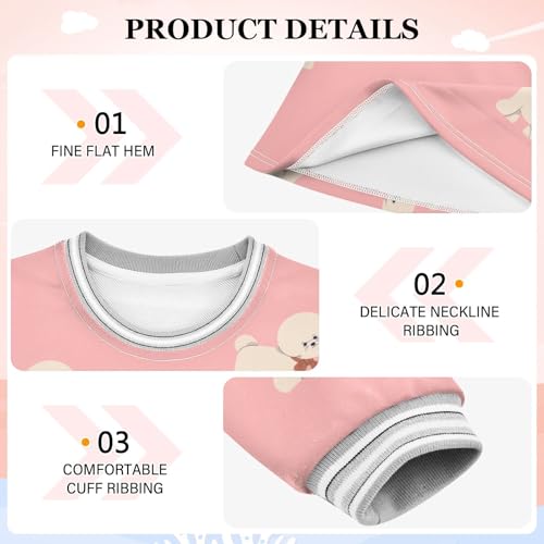 Bichon Frise Girls Dresses Long Sleeve Sweatshirt Dress for Girls Winter Toddler Casual A Line Dresses Size 2-8T3