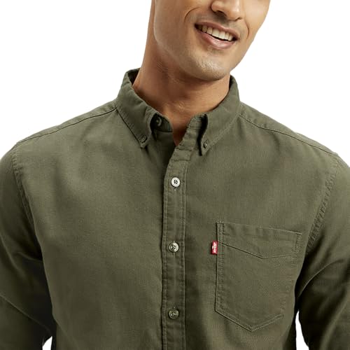Image of Levi's Men's Solid Slim Fit Shirt Olive
