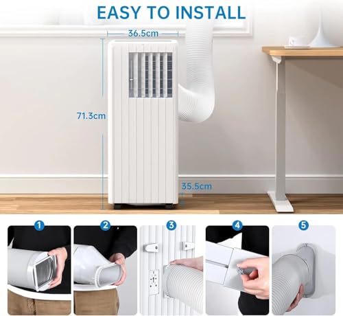 Klimaanlage Mobil 9000 BTU, Kühlen Entfeuchten Ventilato, 2.6KW Mobile Klimagerät mit Abluftschlauch, Leiser Betrieb-6