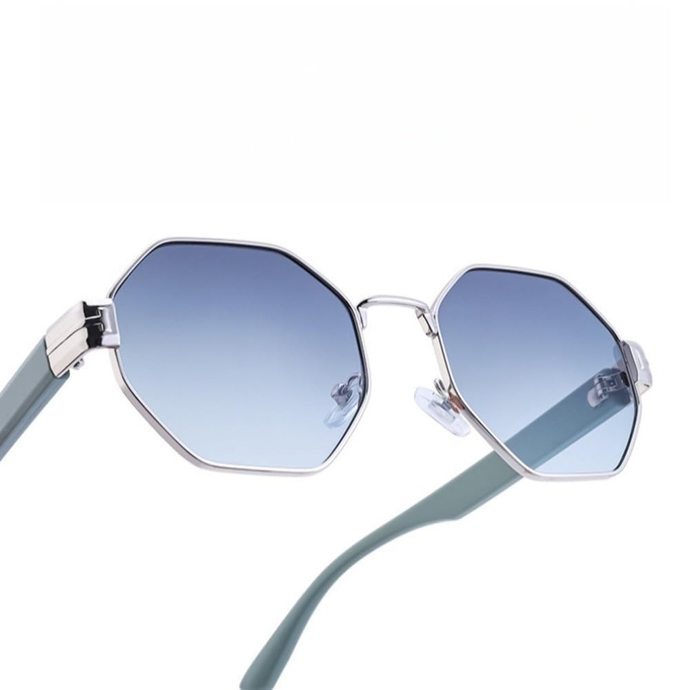 Modne metalowe oprawki damskie okulary przeciwsłoneczne w wielokątne oprawki Punk Okulary przeciwsłoneczn
