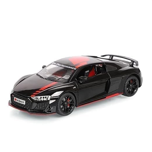 Image of Scale Exclusive Alloy Metal Pull Back | Die-cast Car Model with Sound Light Mini Auto Toy for Kids Metal Model Toy Car with Sound and Light (1.24 Scale -DC AODI R8 V10-BLACK)