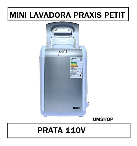 Mini Lavadora de Roupas Portátil Tanquinho Petit Prata 127v Até 1,2kg de Roupas Com 5 Modos de Lavag