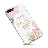 iPhone 7 Case Christian Bible Verses Inspirational Pink Floral Proverbs 3:5 Trust in the Lord with all your heart Bumper Side iPhone 7 Case