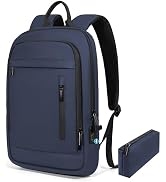Lixiin Backpack for Men Lightweight Business Commute Laptop Backpack Anti-Theft Water Resistant Backpack for 15.6 Inch Computer for Daily Office Work with Small Bag (Black, 15.6