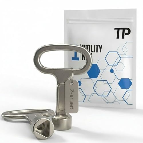 TP Europe Dreikantschlüssel 2er-set 9mm - Metall Dreieck Steckschlüssel Dreikant Wasserhahn Schlüssel - mit Zinklegierung für Heizkörper Mülltonne Aufzug Elektrokasten Wasser Stromzähler Box