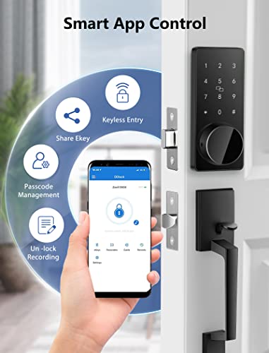 Front Door Lock Set, Keyless Entry Door Lock With Handle, App Smart Deadbolt Electrionic Door Lock, 150Pcs Code, Ic Card, Waterproof Exterior Door Lock #TOP1