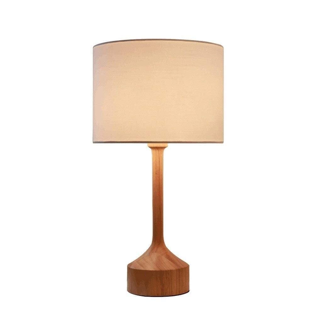 Base décorative nordique en bois noble avec grand abat-jour en coton blanc