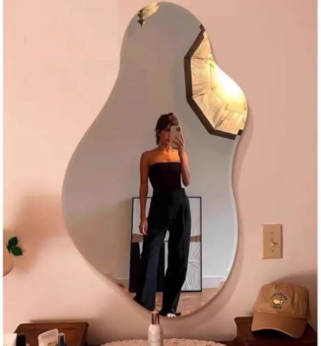 MIRROROLOGY INDUSTRY 12x18 Abstract-Modern and Unique Asymmetrical Mirror for Bathroom, Makeup, and Home Dcor