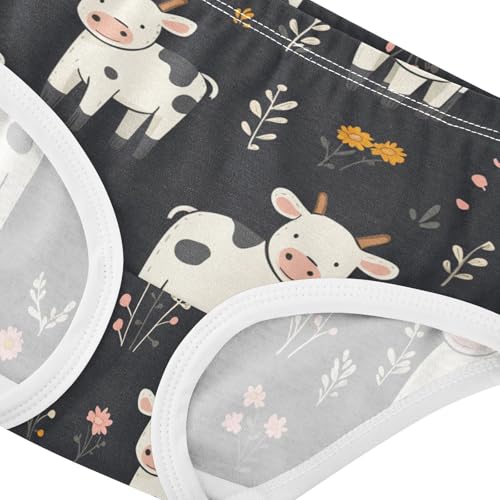 Wusikd Cows Girls' Underwear Cotton Flowers Girls Briefs Soft Toddler Underwear 2T4