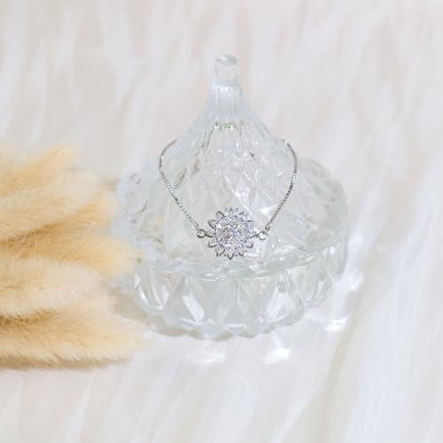 Spinning Sunflower Bracelets for Women, Shiny Silver/Gold Fidget Bracelet Anxiety Relief Gifts for Women4