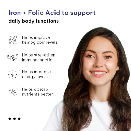 HealthKart hk vitals Iron + Folic Acid Supplement (60 Capsules) | With Zinc, Vitamin C & Vitamin B12, Supports Blood Building | Immunity and Energy - Image 5