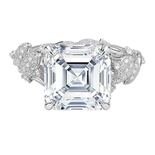 VIRISHTAA 5 CT Asscher Moissanite Wedding Ring, Engagement Ring with
