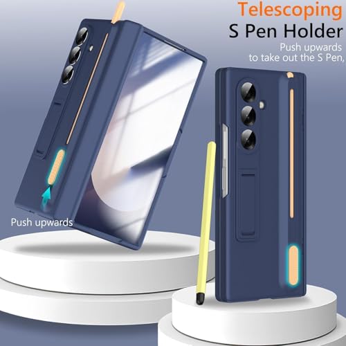 Image of amazon basics Ultimate Pro Hybrid Case for Samsung Galaxy Z Fold 7 - 360 Heavy Duty Protection, Concealed Stylus Slot, Metallic Kickstand, Matte Blue