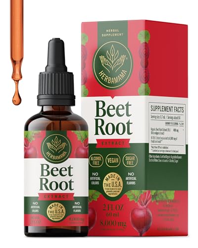 HERBAMAMA Beet Root Extract Drops - Vegan Tincture of Fresh Beets - Non-GMO Alcohol & Sugar-Free Supplements for Men & Women 84-Day Supply