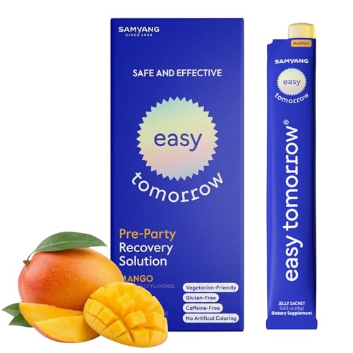 EASY TOMORROW - Natural Energy & Morning Vitality Jelly Stick - Daily Korean Skin Health Supplement & After Drinking Support with DHM & Glutathione - K-Beauty Inspired (Mango Flavor, 10 Sticks)