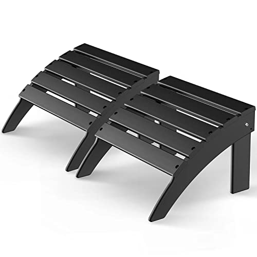 GREENVINES Adirondack-Ottoman | Set of 2 | HDPE Plastic | Outdoor Footrest | All Weather | Foot Rest | Foot Stool | Black | for Adirondack Chair | for Patio Backyard Pool