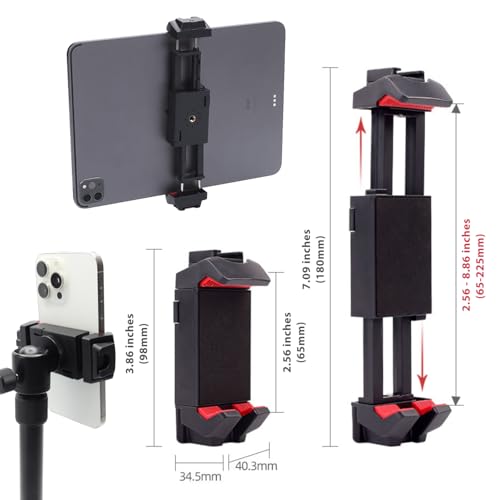 Image of Kado Metal Portable Monitor Tablet Stand Tripod, Adjustable Height & Angle | 100x100mm 75x75mm Wall /Arm Mount Clamping, 360 Ball Head and 1 /4 inch Screw Compact for Phone, Tablet, Projector, Camera, Webcam