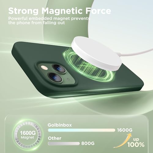 Image of GolbinBox Magnetic for iPhone 13 /14 Case, Silicone Cover, Dark Green