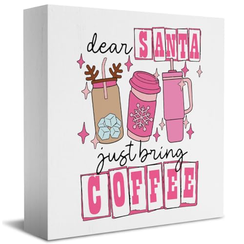 Dear Santa Coffee Bar Decor - Pink Christmas Coffee &