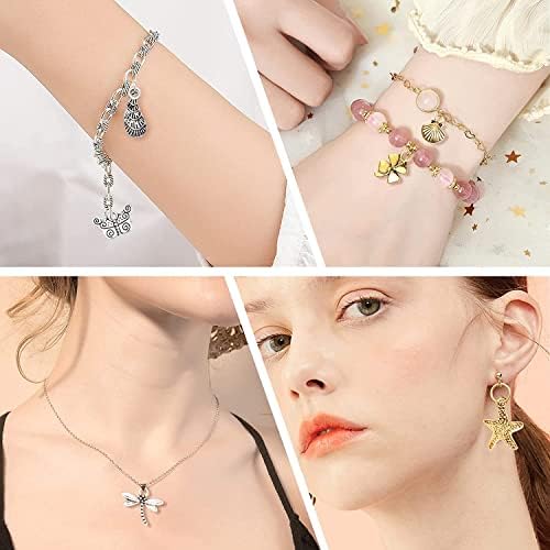 ALinmo 200PCS Wholesale Bulk Lots Jewelry Making Charms Mixed Smooth Tibetan Silver Metal Charms Pendants DIY for Necklace Bracelet Jewelry Making and Crafting