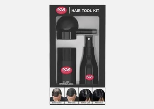 NM BEAUTY Fibers' Best 3-in-1 Kit Set, Keratin Hair Building Fibers & Spray Application Atomizador Pump Nozzle & Hair Fiber Lock Hold Spray (Black)