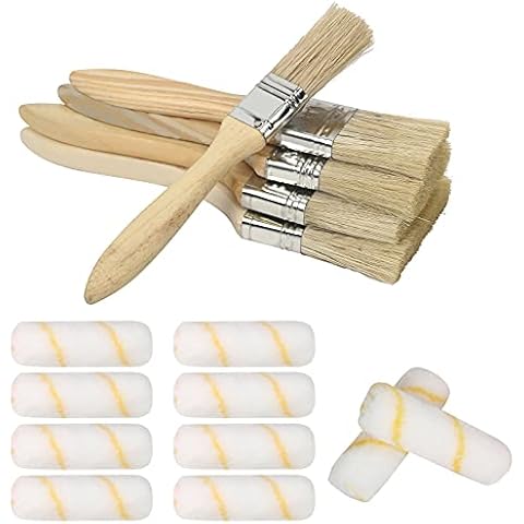 15pcs Paint Roller Set CINVEED 4 inch Mini Roller Sleeve Paint Roller Cover with Walls & Ceilings Paint Brush for Fence Furniture House Cabinet Decking Sash Cover