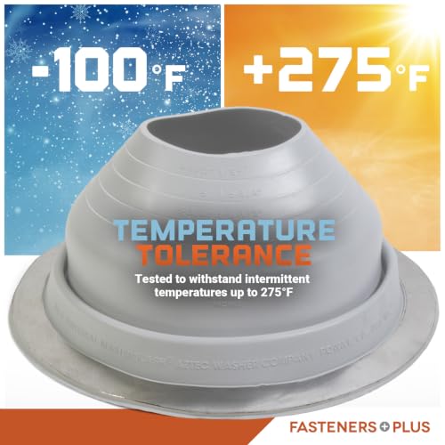 Image of Fasteners Plus #5 Round EPDM Metal Roof Pipe Flashing Boot (Fits 4-1 /4 inch - 7-3 /4 inch Pipe OD), Gray