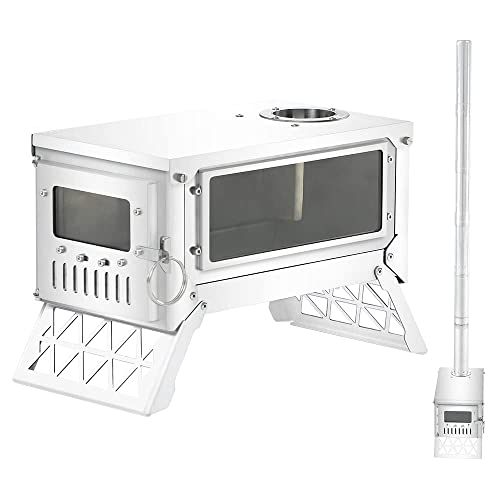 薪ストーブIdeal二次燃焼折り畳み組立式ウード暖炉煙突付きテント調理ステンレス鋼バーベキューBBQ焚き火オープンファイアキャンプヒーター・ウォーマー多用途