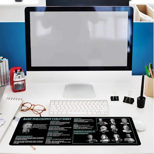Image of Basic Philosophy Cheat Sheet Mouse Pad Mouse Mat KMH Quick Reference Guide for Philosophy Learners Study Ai, Large Desk Mat Gift Essential Computer Accessories for Study, Work, and Reference Purposes