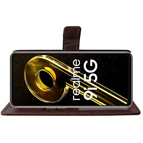 Image of Flip Cover Back Case for Realme 9i 5G | Premium Leather Finish | Inbuilt Pockets & Stand | Flip Cover Back Case for Realme 9i 5G (Coffee)