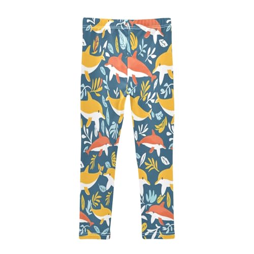 Bolaz Toddler Girls Leggings Printed Yoga Pants Leggings Orange Yellow Whale for Kids2