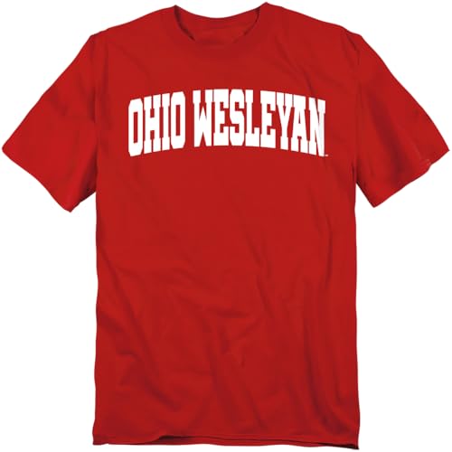 LOGOVISION Ohio Wesleyan University School Name Arch Unisex Adult T Shirt, Red, X-Large