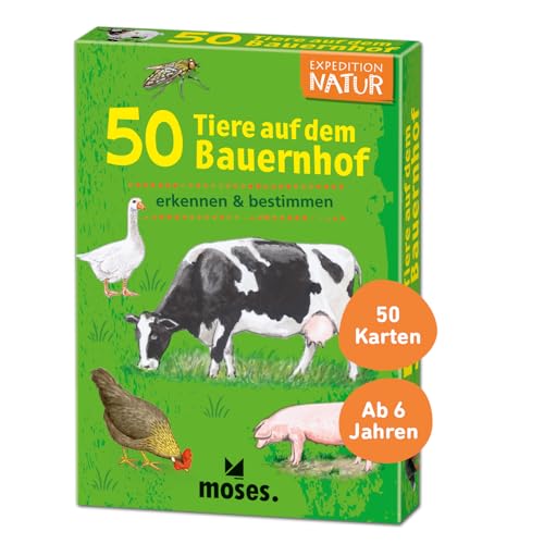 moses. Expedition Natur - 50 Tiere auf dem Bauernhof, Entdeckerkarten zur Bestimmung von Tieren, Outdoor-Spielzeug für Kinder ab 6 Jahren