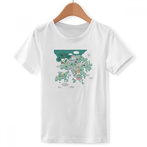 T-Shirt Blanc Hong Kong Carte de Chine pour Garçon DIYthinker en Coton