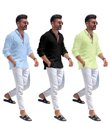 Image of Combo of Men Solid Cotton Blend Straight Kurta Shirt Pack of 2