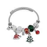 IUULOB Silver Women Bracelets - Adjustable Charm Bracelets for Women Birthday Gifts Favors Titanium Steel Bracelet Bundle Jewelry Kit (G: Christmas Hat - Christmas Tree)