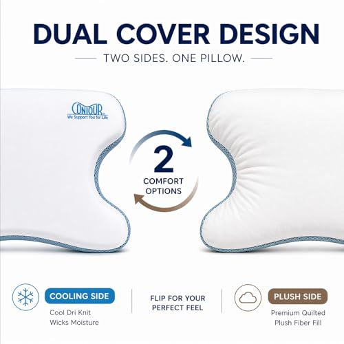 Image of Contour CPAPMax Cooling Gel - CPAP Pillow for Side, Back and Stomach Sleepers with Adjustable Memory Foam - Pillow for CPAP Users, Sleeping with Mask
