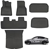 CYBERBEANS 6Pcs Floor Mats for Tesla Model Y (2020-2023) Accessories, XPE All Weather Anti-Slip Wate