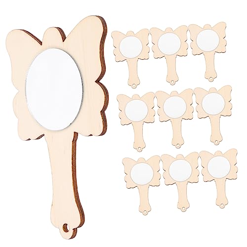 Beatifufu 10Pcs Wooden Mirrors for Unfinished Craft Mirrors for Creative and Kindergarten Activities