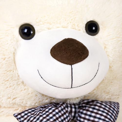 Sausudols XXXL Teddybär Großer Bär 140 cm groß Riesen Teddy Bär Stofftier Plüschtier Kuscheltier Geschenk für Kinder Freundin Beige