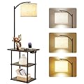PESRAE Floor Lamp with Table, End Table with Charging Station(USB & Type-C & AC Port), 3 Color Temperatures 9W LED Bulb, Modern Shelves Side Table for Office, Living Room