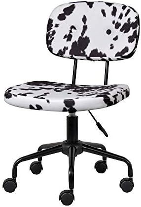 GIA Barnyard Holstein Cow Pattern Home Office Task Chair Without Arms, Metal, White and Black