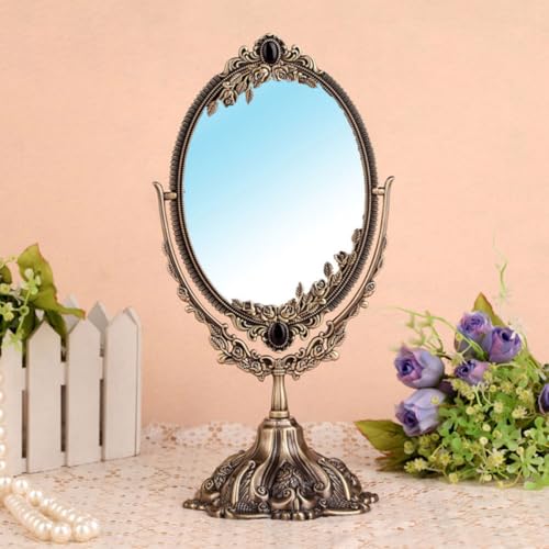 Miroir cosmétique de style rétro verre HD métal antirouille café - 5