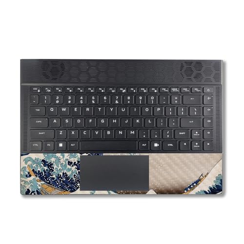 Image of MightySkins Carbon Fiber Skin Compatible with Alienware X14 R2 (2023) Full Wrap Kit - Great Wave of Kanagawa | Protective, Durable Textured Carbon Fiber Finish | Easy to Apply | Made in The USA