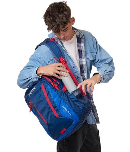 Image of JanSport 32L Agave Hiking Backpack - 15 Inch Laptop Sleeve, Navy | Daypack with Universal 3L Hydration System or 15 Inch Laptop Sleeve, Ideal for Hiking and Traveling