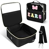 Estojo de viagem com orelhas de rato e laço de letras, suporte de faixa de cabeça de parque, bolsa organizadora de acessórios de cabelo, bolsa organizadora para meninas, mulheres, crianças e adultos