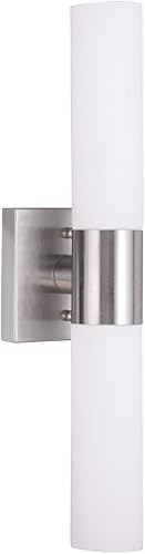 Livex Lighting 10102-91 Aero - Luz de baño de 2 luces, níquel cepillado, 4.5 pulgadas de alto x 18 pulgadas de ancho