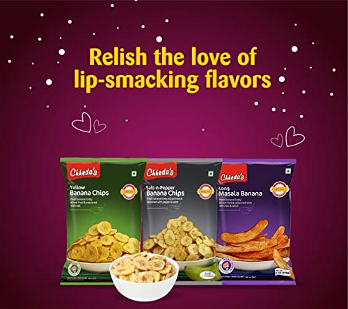 Image of Chheda's - Yellow Banana Chips - Banana Wafers - Crispy Chips - Tasty Yummy Snacks - 300 Gm Pack of 5