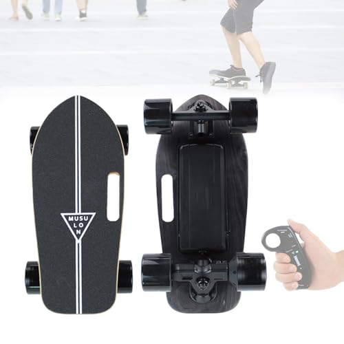 Feiphla Longboard EléCtrico, Ligero, con Asa De Transporte FáCil, Carga MáXima De 99 Kg, Frenado Suave, con Control Remoto De 4 Velocidades, para Adultos Y Adolescentes Black-15kmRange